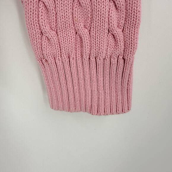 Lauren Ralph Lauren Pink Cable Knit Sweater Cotton RL Logo L Barbiecore Preppy - Picture 4 of 6